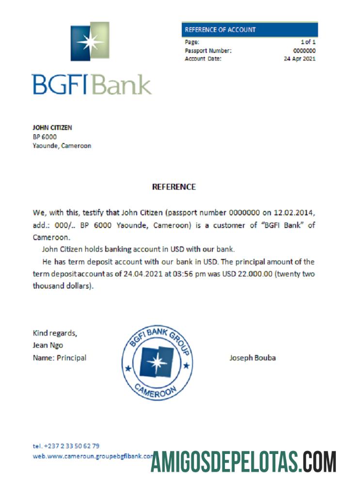 Referência Camarões BGFI Bank Bonapriso exemplo